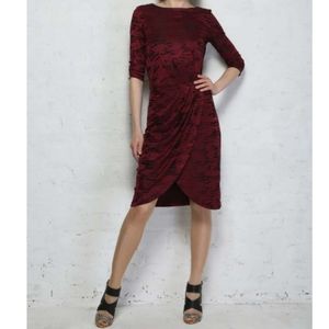 French Connection Jacquard Dress Maroon